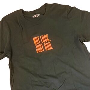 Beacon Threads Not Luck Just God Graphic T-Shirt Black Orange Mens Medium